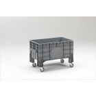 Caisse palette légère alimentaire roulette 104x64x67 cm 200L 4 roues