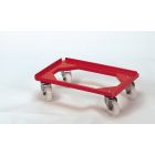 Chariot à roulette pour bac 60x40, ROUGE, chapes inox, 200 kg