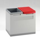 Poubelle tri sélectif bureau, 2 flux, 40x30x35 cms, GRISE/ROUGE