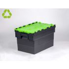 Euronorm Distributionsbehälter Deckelkiste 600x400x365 mm, 63 Liter, schwarz-grün