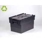 Euronorm Distributionsbehälter Deckelkiste 600x400x365 mm, 63 Liter, schwarz-schwarz