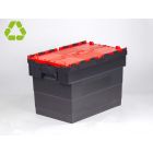 Euronorm Distributionsbehälter Deckelkiste 600x400x416 mm, 72 Liter, schwarz-rot