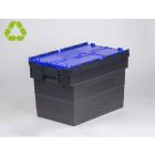 Euronorm Distributionsbehälter Deckelkiste 600x400x416 mm, 72 Liter, schwarz-blau
