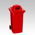 Conteneur à déchets tri sélectif 240L ROUGE avec 2 ouvertures