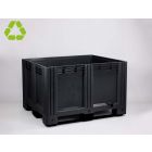 Palettenbox auf 3 Kufen, 1200x1000x760 mm, 610 Liter, Recyclingmaterial HDPE