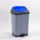 Poubelle plastique 60L à pédale GRISE / BLEUE