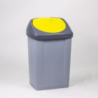 Poubelle plastique 60L push GRISE / JAUNE