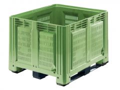 Palox plastique agricole 120x100x87 cm 760 litres ajouré 3 semelles VERT