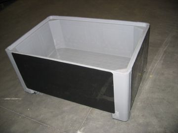 Caisse palette plastique salle blanche 1200x800x580 mm 330L 4 pieds