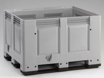 Kunststoff Palettenbox auf 3 Kufen, 120x100x79cm, 670 l, perforiert (pro Stück)