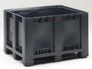 Palettenbox auf 3 Kufen, 120x100x78cm, 610 Liter, Recyclingmaterial (pro Stück)