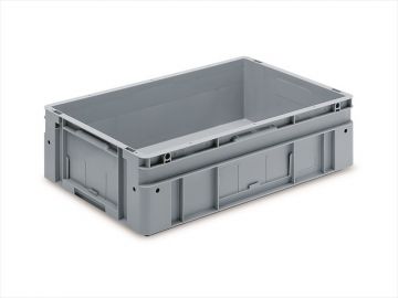 Eurotec Stapelbehälter 600x400x170 mm, 30 Liter mit Doppelboden, hellgrau