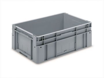 Eurotec Stapelbehälter 600x400x220 mm, 42 Liter mit Doppelboden, hellgrau