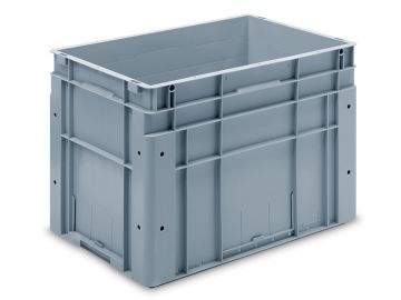 Eurotec Stapelbehälter 600x400x420 mm, 83 Liter, mit verstärktem Bodem, hellgrau