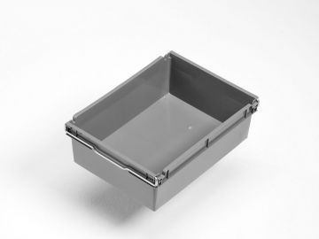 Behälter mit Stapelbügel 12 Liter, 400x300x131 mm, perforiert, hellgrau