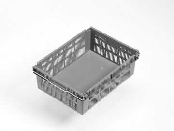 Behälter mit Stapelbügel 12 Liter, 400x300x131 mm, geschlossen, hellgrau