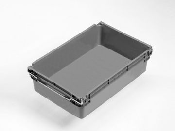 Behälter mit Stapelbügel 30 Liter, 600x400x163 mm, hellgrau