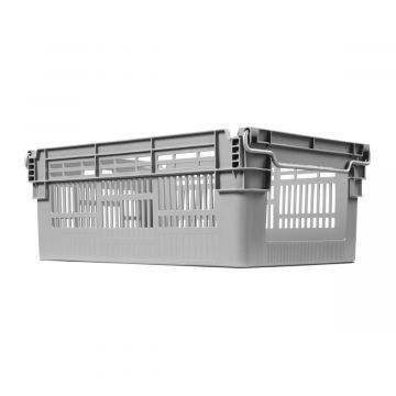 Orderpick-Kisten mit Stapebügel 45 Liter, 600x400x237 mm, perforiert hellgrau