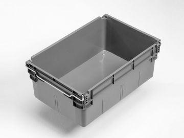 Behälter mit Stapelbügel 45 Liter, 600x400x237 mm, hellgrau