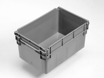 Behälter mit Stapelbügel 60 Liter, 600x400x310 mm, hellgrau