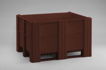 Palox plastique alimentaire 1200x1000x760 mm 630L 3 patins MARRON
