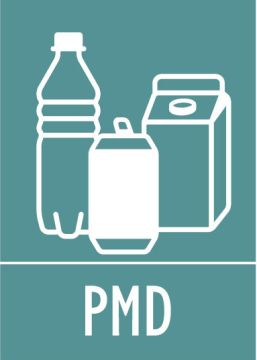 Self-Adhesive Label Set for PMD Waste, Green, with Can–Tetra–Bottle Icons, for EcoMaxi & EcoMidi
