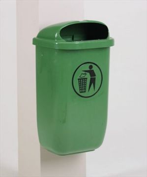 Kunststof city-afvalbak, 50 l. groen