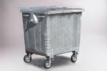 4-Rad Mülltonne 1100 Liter, Stahl feuerverzinkt mit Stahl Deckel (pro Stück)