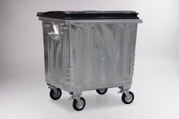 4-Rad Mülltonne aus Stahl, 1100L mit Kunststoff Deckel 1370x970x1430mm (pro Stück)