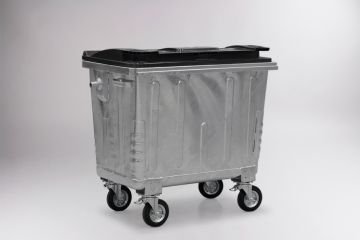 4-Rad Mülltonne aus Stahl, 660L, mit Kunststoff Deckel 1370x780x1245mm (pro Stück)