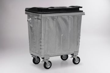 4-Rad Mülltonne aus Stahl, 770L, mit Kunststoff Deckel 1370x780x1370mm (pro Stück)