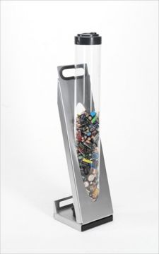 Batteriebehälter, ø12x80cm, 9 Liter, transparent mit Dreikantschloss (pro Stück)