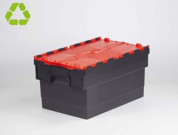 Bac navette avec couvercle 600x400x320 mm 55L Distribox NOIR - ROUGE