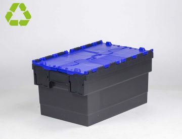 Bac navette avec couvercle 600x400x320 mm 55L Distribox NOIR - BLEU