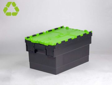 Bac navette avec couvercle 600x400x320 mm 55L Distribox NOIR - VERT