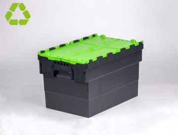 Bac navette avec couvercle 600x400x370 mm 63L Distribox NOIR - VERT