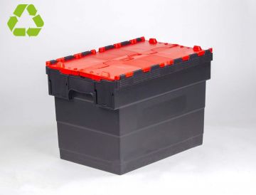 Bac navette avec couvercle 600x400x420 mm 72L Distribox NOIR - ROUGE