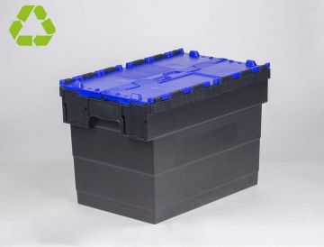 Bac navette avec couvercle 600x400x420 mm 72L Distribox NOIR - BLEU