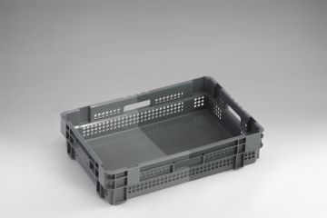 Drehstapelbehälter 600x400x140 mm, 28 Liter, mit perforierte Wände
