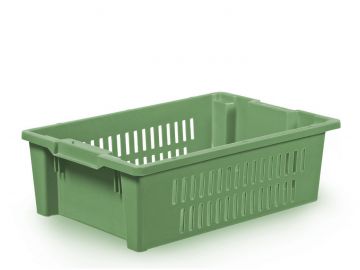 Drehstapelbehälter 600x400x180 mm perforiert, 32 Liter, grün 