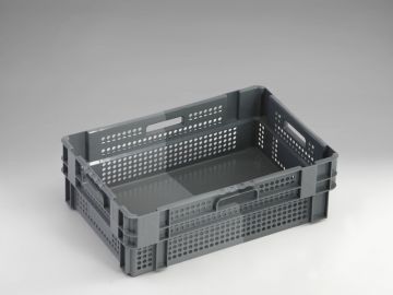 Drehstapelbehälter 600x400x190 mm, 38 Liter, mit perforierte Wände