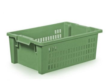Drehstapelbehälter 600x400x220 mm perforiert, 40 Liter, grün 