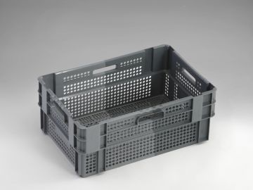 Drehstapelbehälter 600x400x240 mm, 48 Liter, völlig perforiert