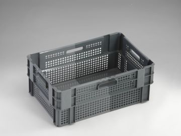 Drehstapelbehälter 600x400x240 mm, 48 Liter, mit perforierte Wände