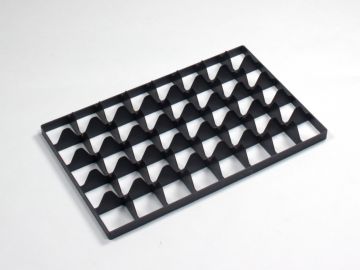 Niedrige Facheinteilung mit 40 Fächer für behälter 600x400 mm, Schwarz (pro Stück)