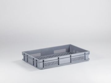 Euronorm Kunststoff Stapelbehälter Perforiert 600x400x100mm, 18L, Grau (pro Stück)