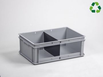 Stapelbare Sichtlagerkasten 600x400x220 mm 40L mit 2 Fächer