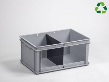 Stapelbare Sichtlagerkasten 600x400x325 mm 60L mit 2 Fächer