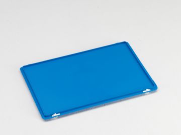 E-line Scharnierdeckel aus Kunststoff mit Schnappverschlüssen 600x400 mm, Euronorm, Blau (pro Stück)