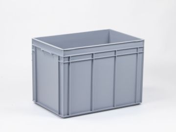 Bac gerbable 600x400x430 mm 90L poignées fermés, PP recyclé GRIS